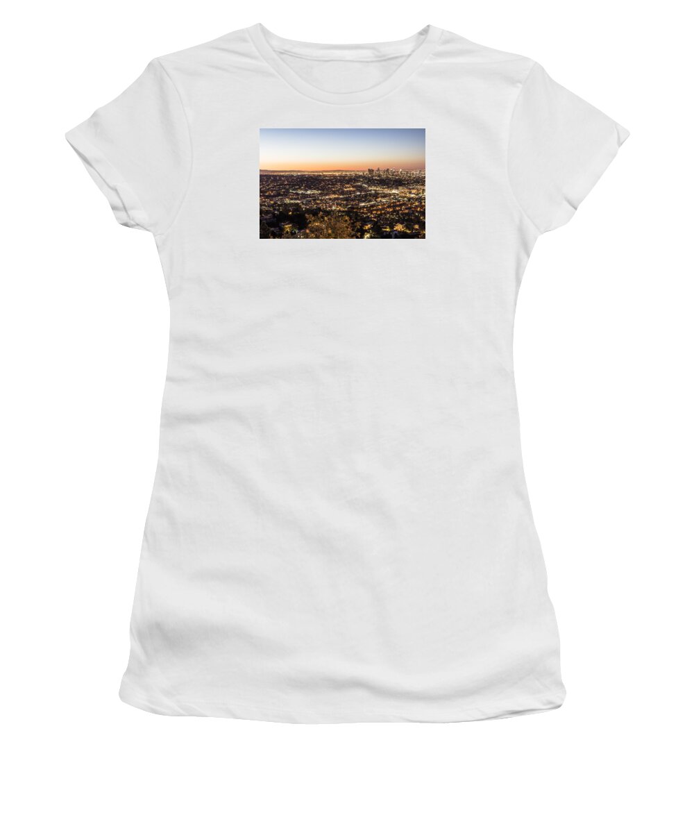 Los Angeles Women's T-Shirt featuring the photograph Los Angeles Sunrise by John McGraw