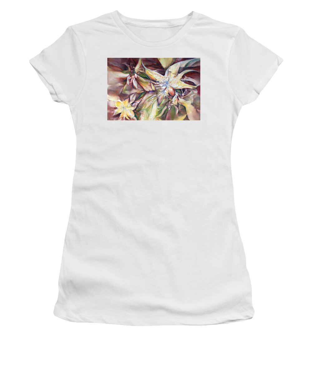 Flowers Women's T-Shirt featuring the painting Lost Lilleys by Jan VonBokel