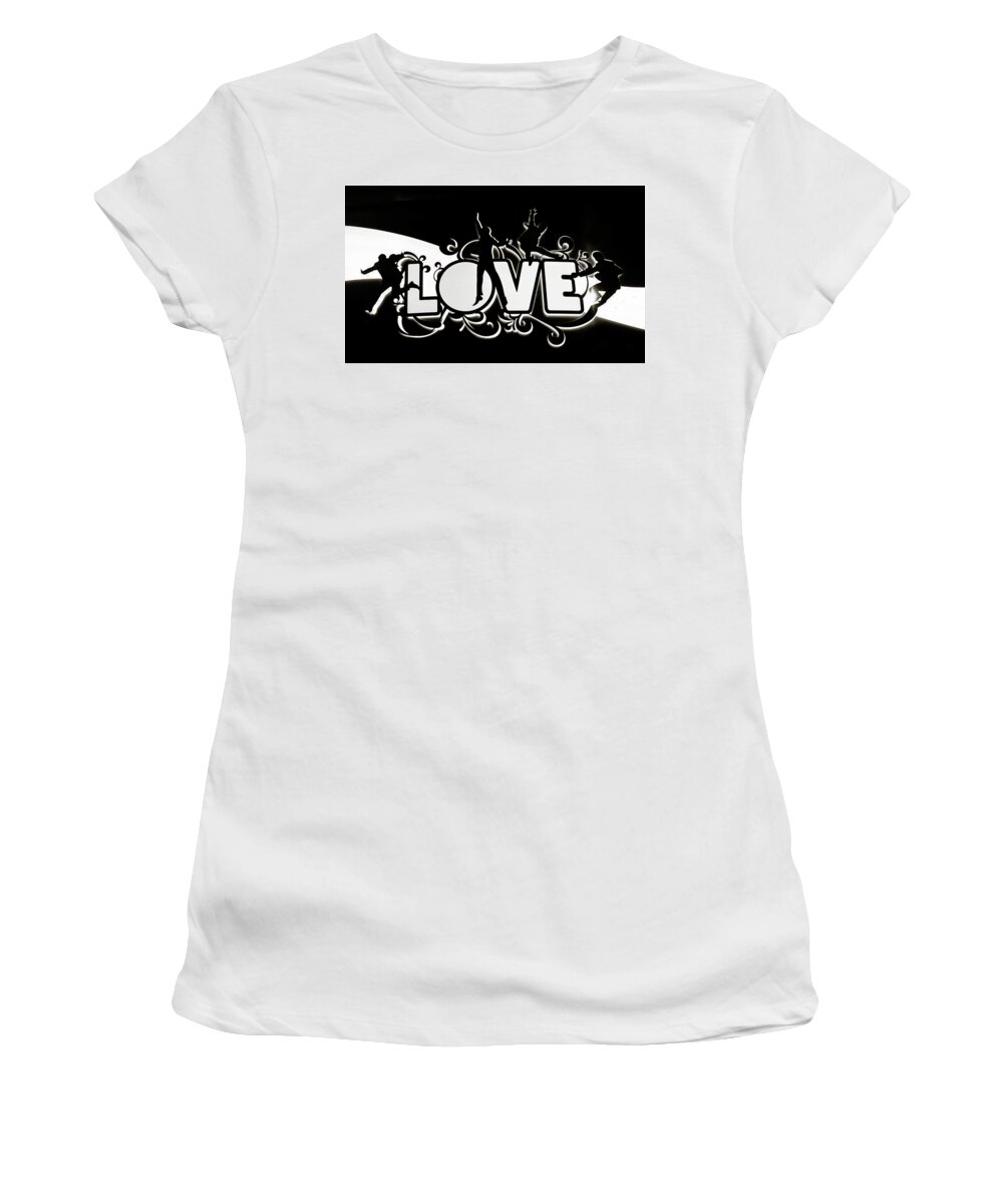 Love Women's T-Shirt featuring the photograph LOVE Beatles Sign Vegas by Marilyn Hunt