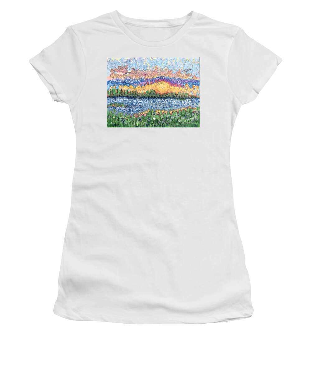 Love Women's T-Shirt featuring the painting Love is Everywhere if You Look by Holly Carmichael