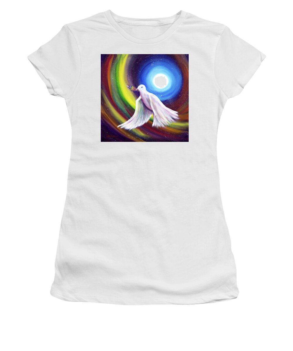 Love Is Love Women's T-Shirt featuring the painting Love is Love Peace Dove by Laura Iverson