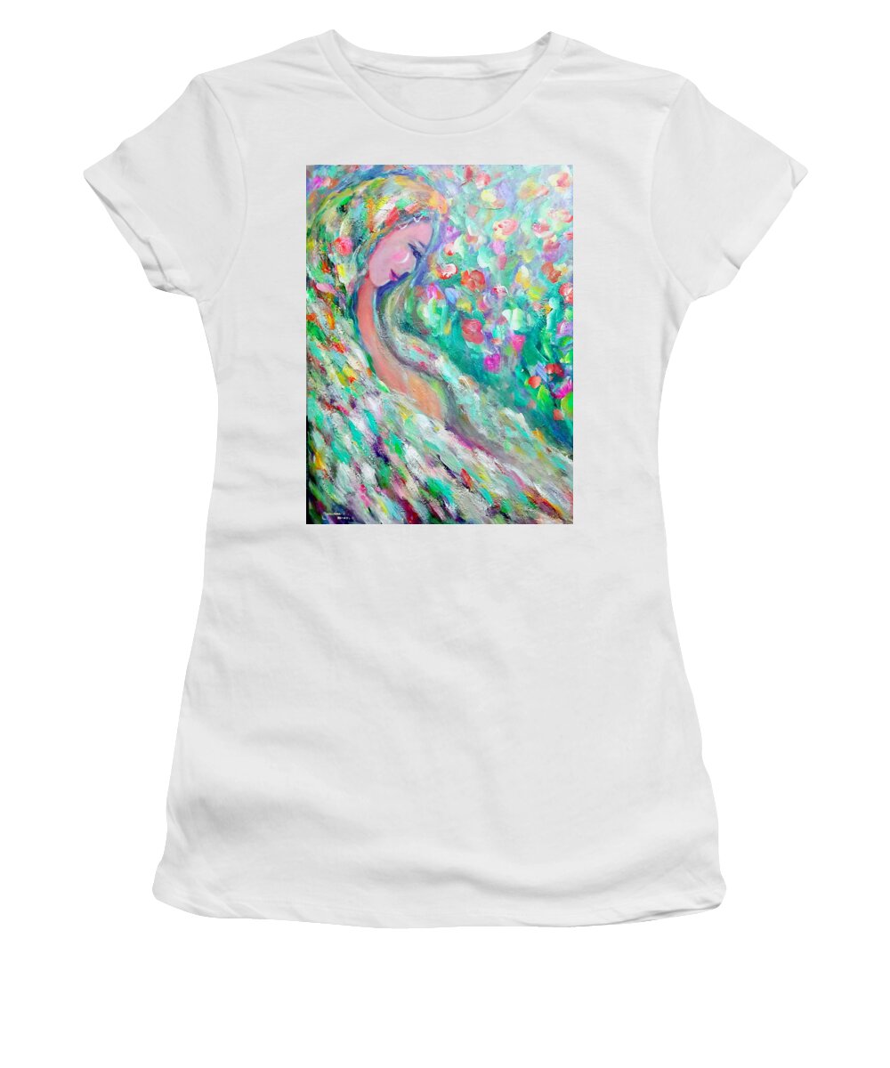  Women's T-Shirt featuring the painting Lovely angel by Wanvisa Klawklean