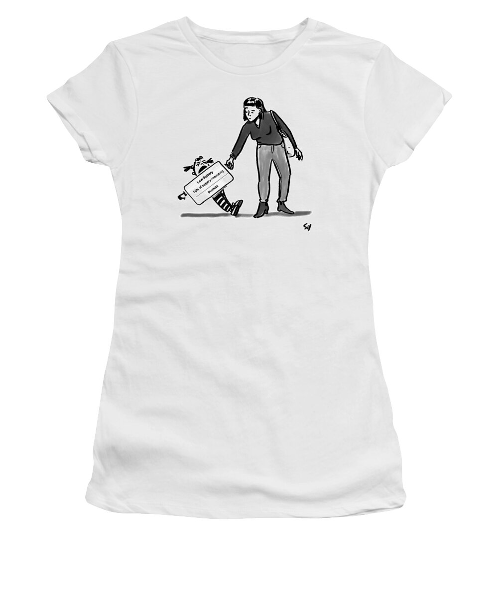 Low Battery Women's T-Shirt featuring the drawing Low Battery by Sofia Warren