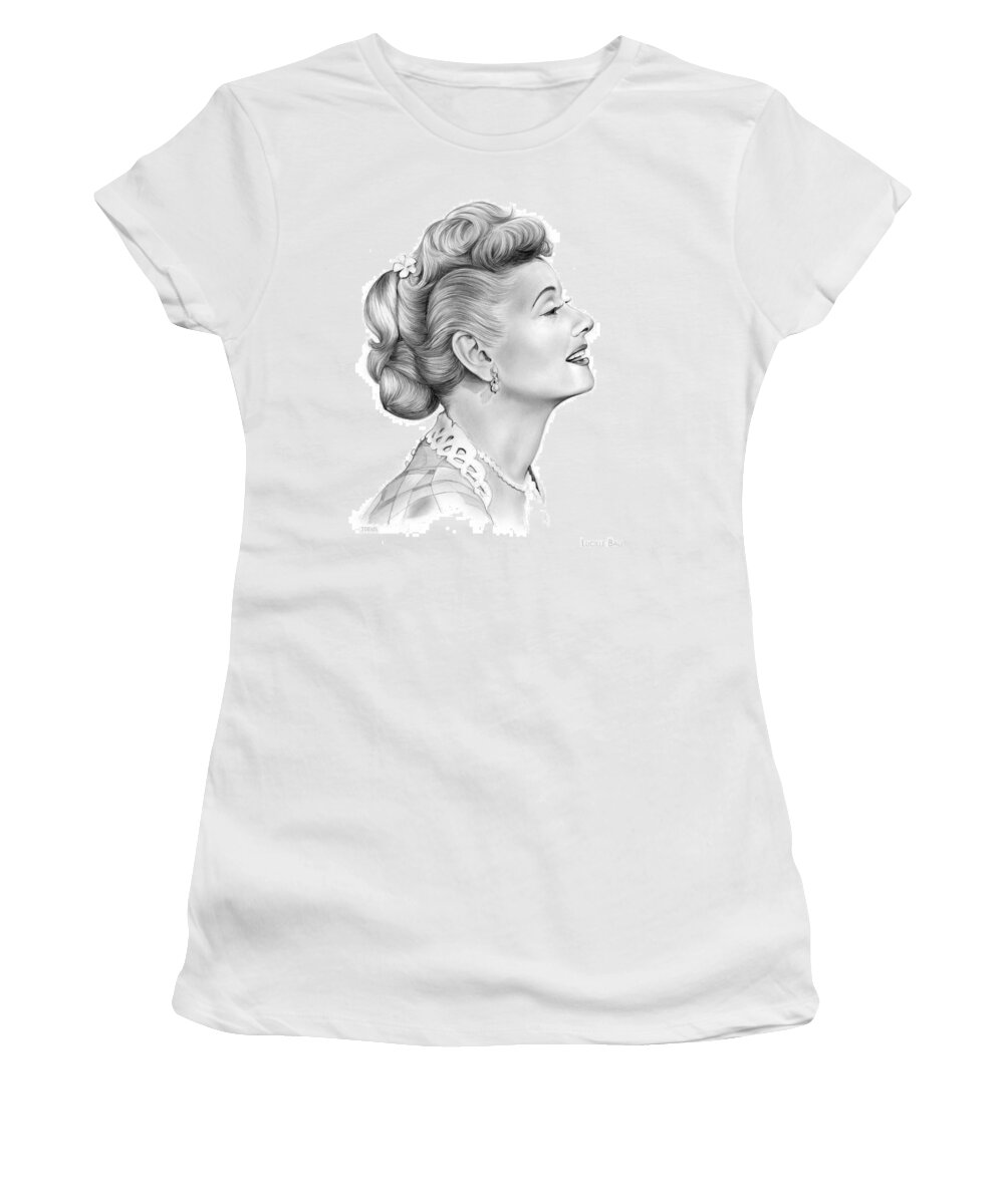 Lucille Ball Women's T-Shirt featuring the drawing Lucy by Greg Joens