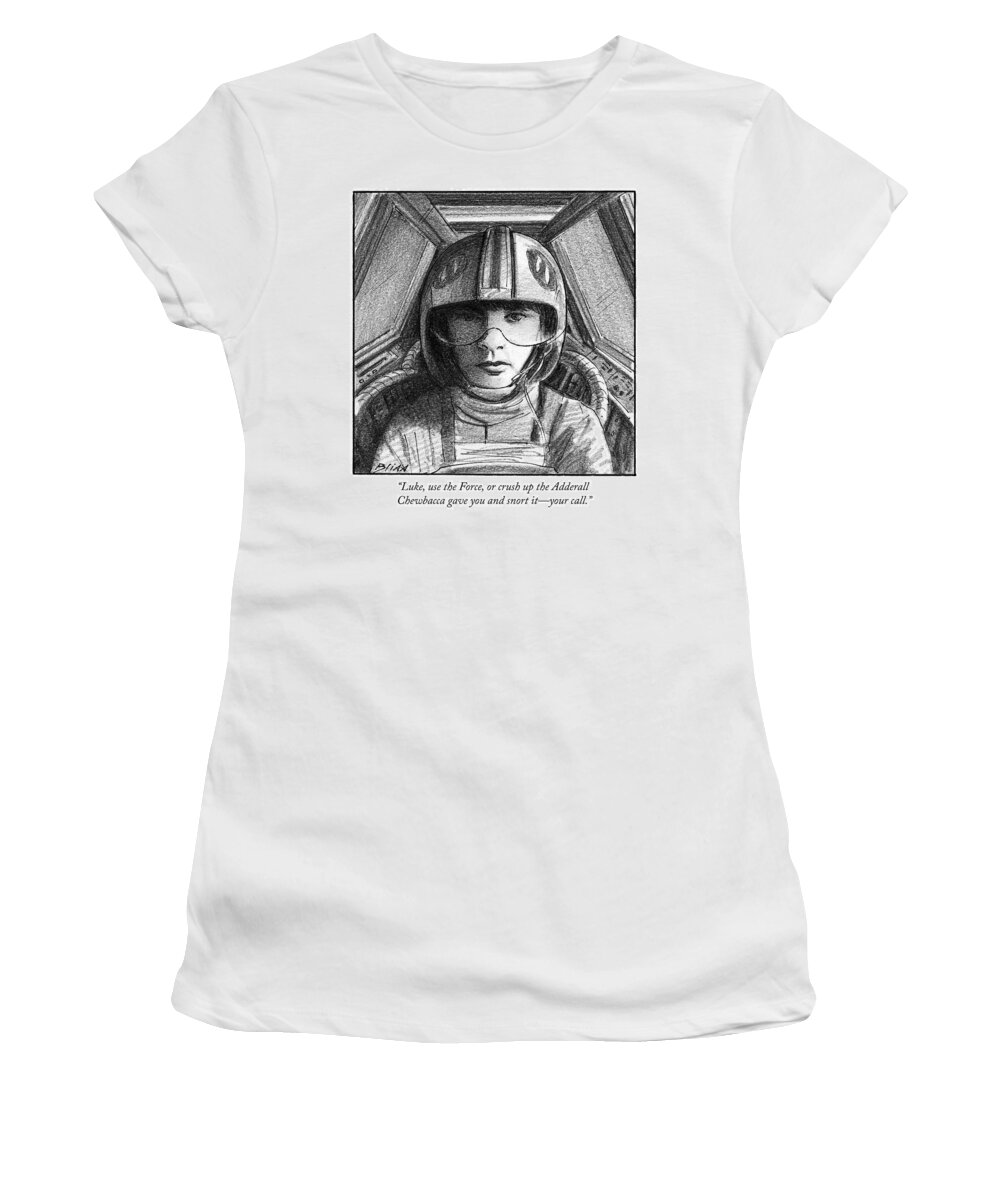 luke Women's T-Shirt featuring the drawing Luke use the Force by Harry Bliss