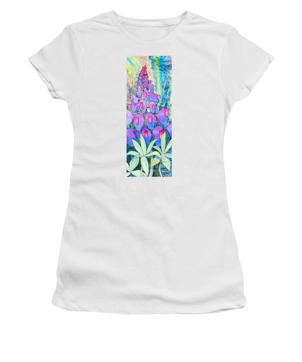 Lupine Solitaire Women's T-Shirt featuring the painting Lupine Solitaire by Teresa Ascone