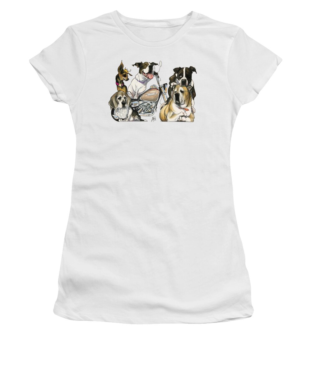 Pet Portrait Women's T-Shirt featuring the drawing Lynn 7-1469 by Canine Caricatures By John LaFree