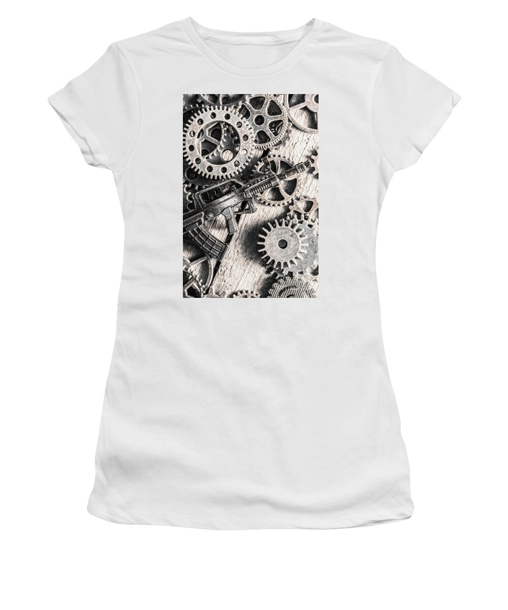 War Women's T-Shirt featuring the photograph Machines of military precision by Jorgo Photography