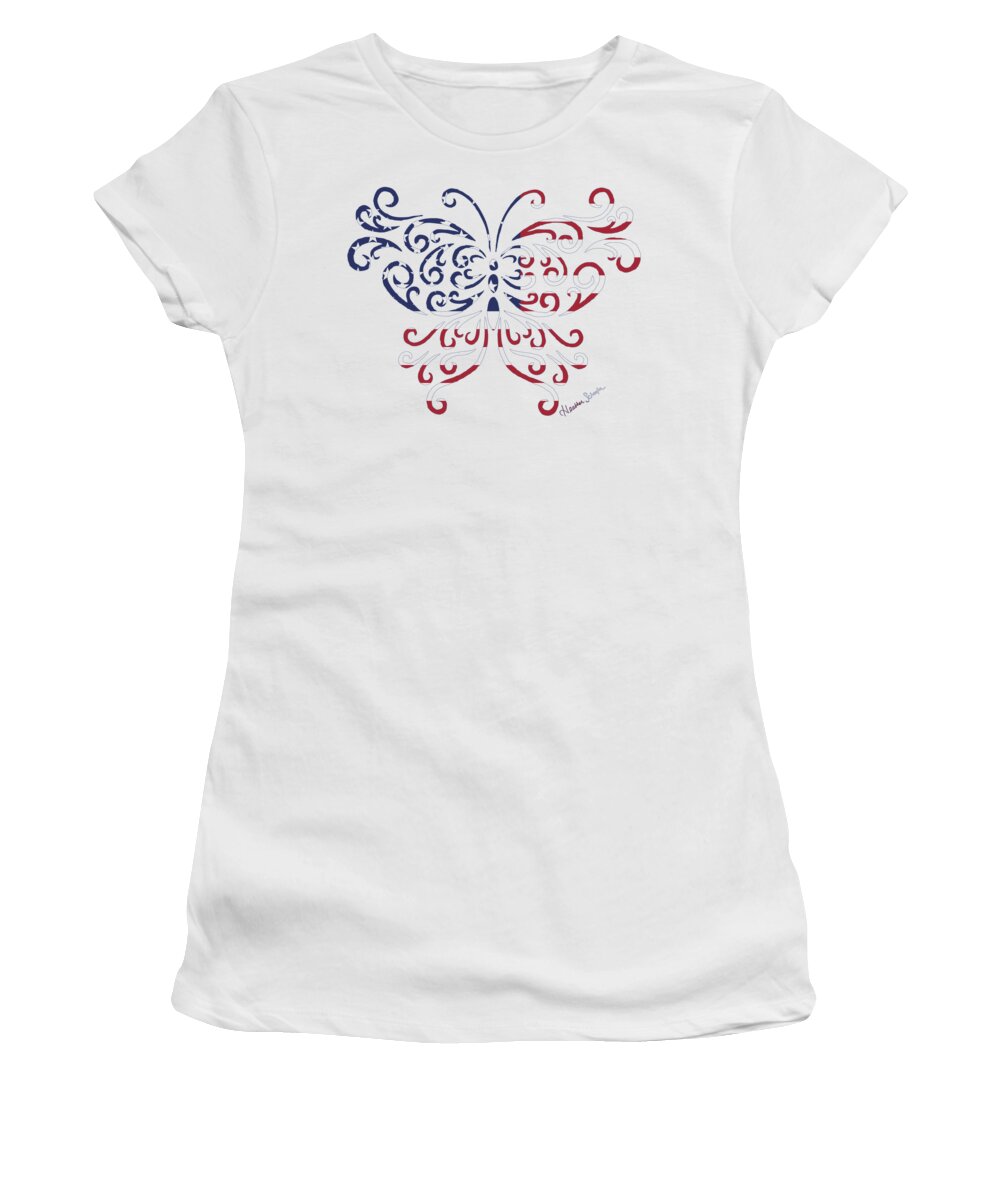 American Women's T-Shirt featuring the digital art Made in the USA Tribal Butterfly by Heather Schaefer