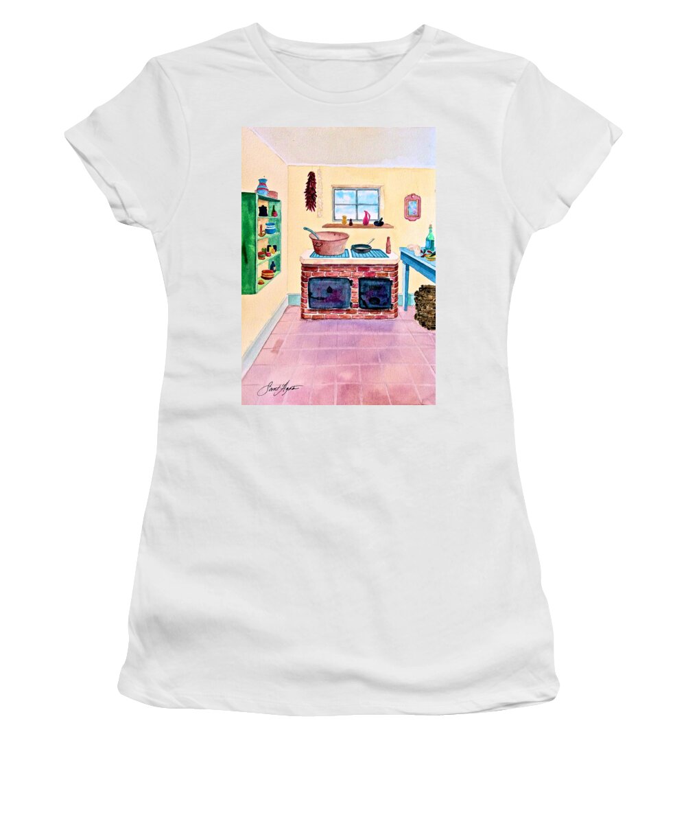 Mexico Women's T-Shirt featuring the painting Mamacita's Kitchen by Frank SantAgata