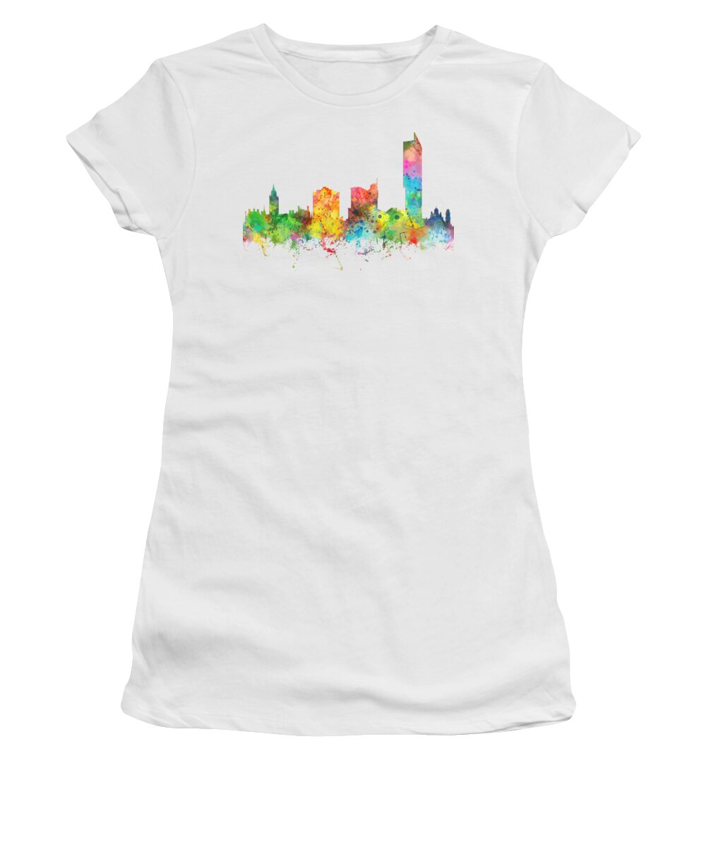 Manchester City Skyline Women's T-Shirt featuring the digital art Manchester City Skyline by Marlene Watson