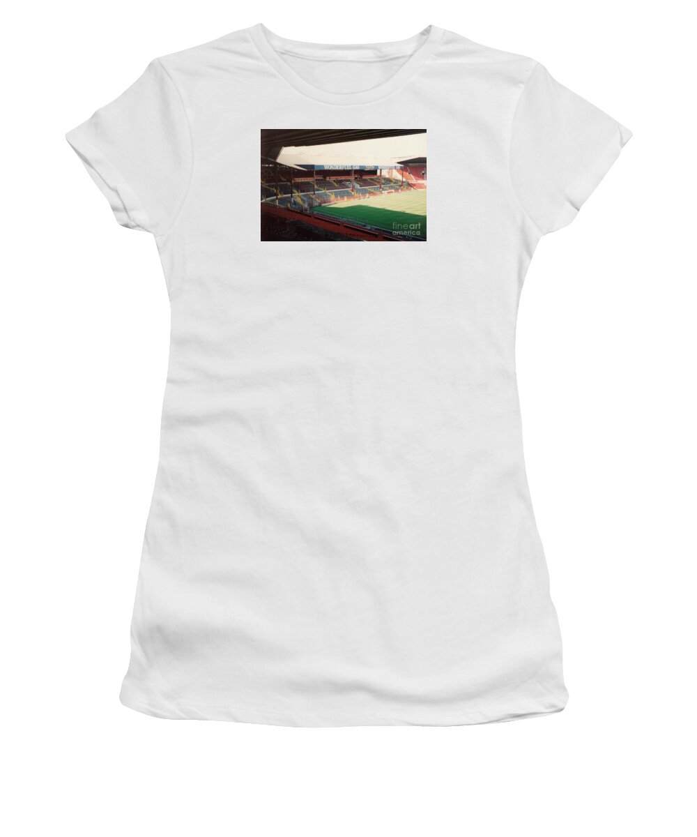  Women's T-Shirt featuring the photograph Manchester United - Old Trafford - Stretford End 2 - 1991 by Legendary Football Grounds