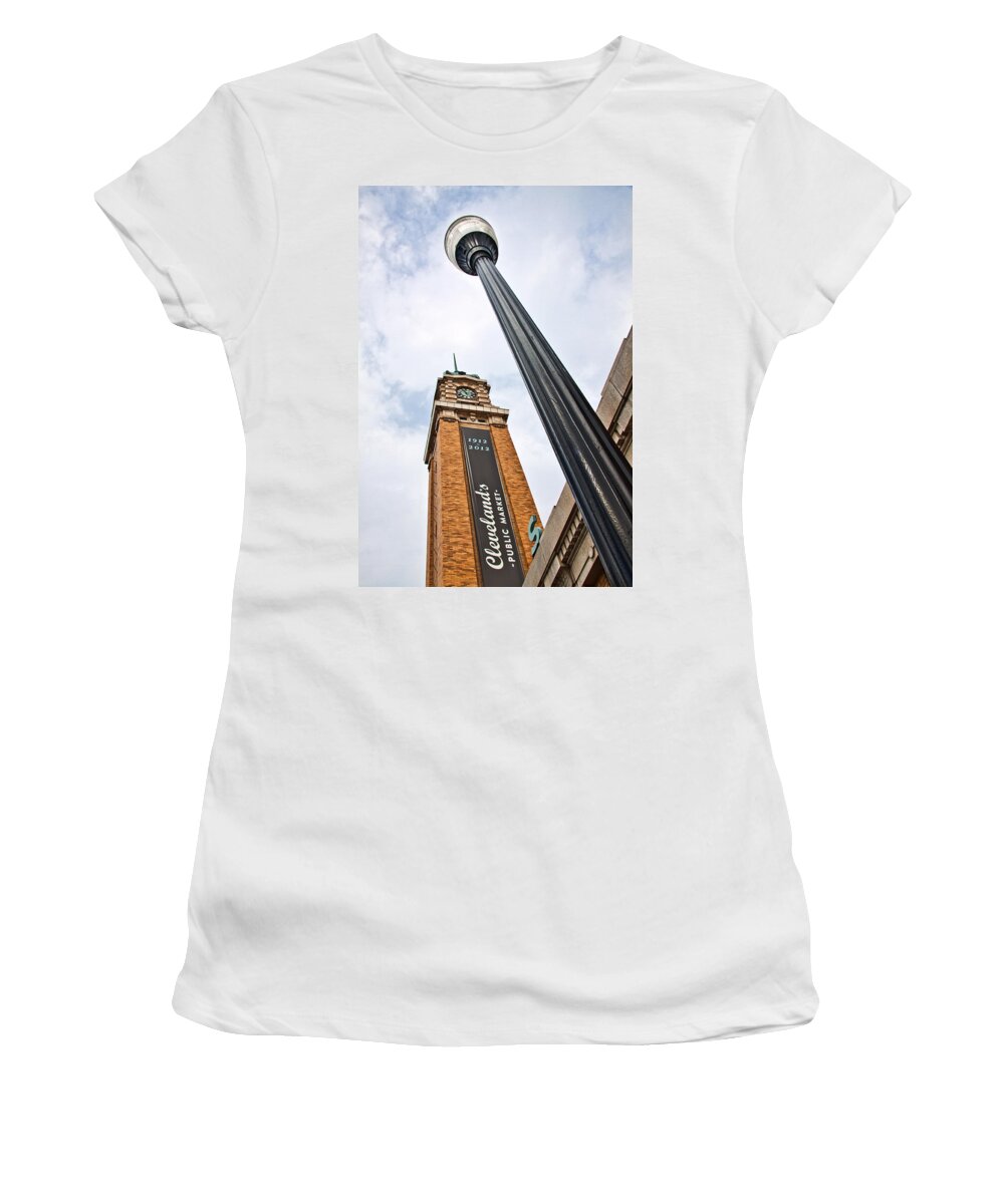 Cleveland West Side Market Women's T-Shirt featuring the photograph Market Clock Tower by Dale Kincaid