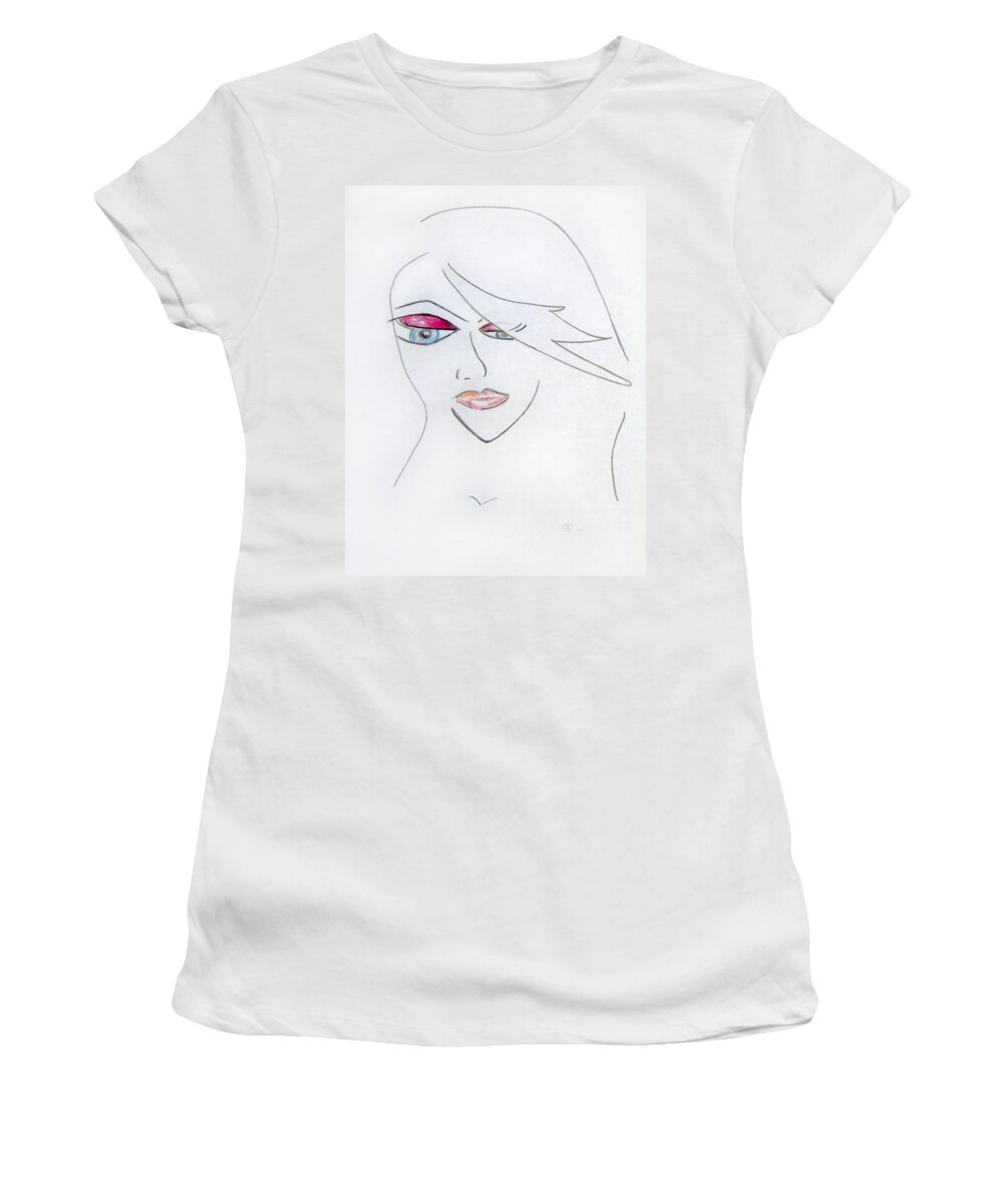 Anime Women's T-Shirt featuring the drawing Marriage of Anime and Fashion Art by Donna Blackhall