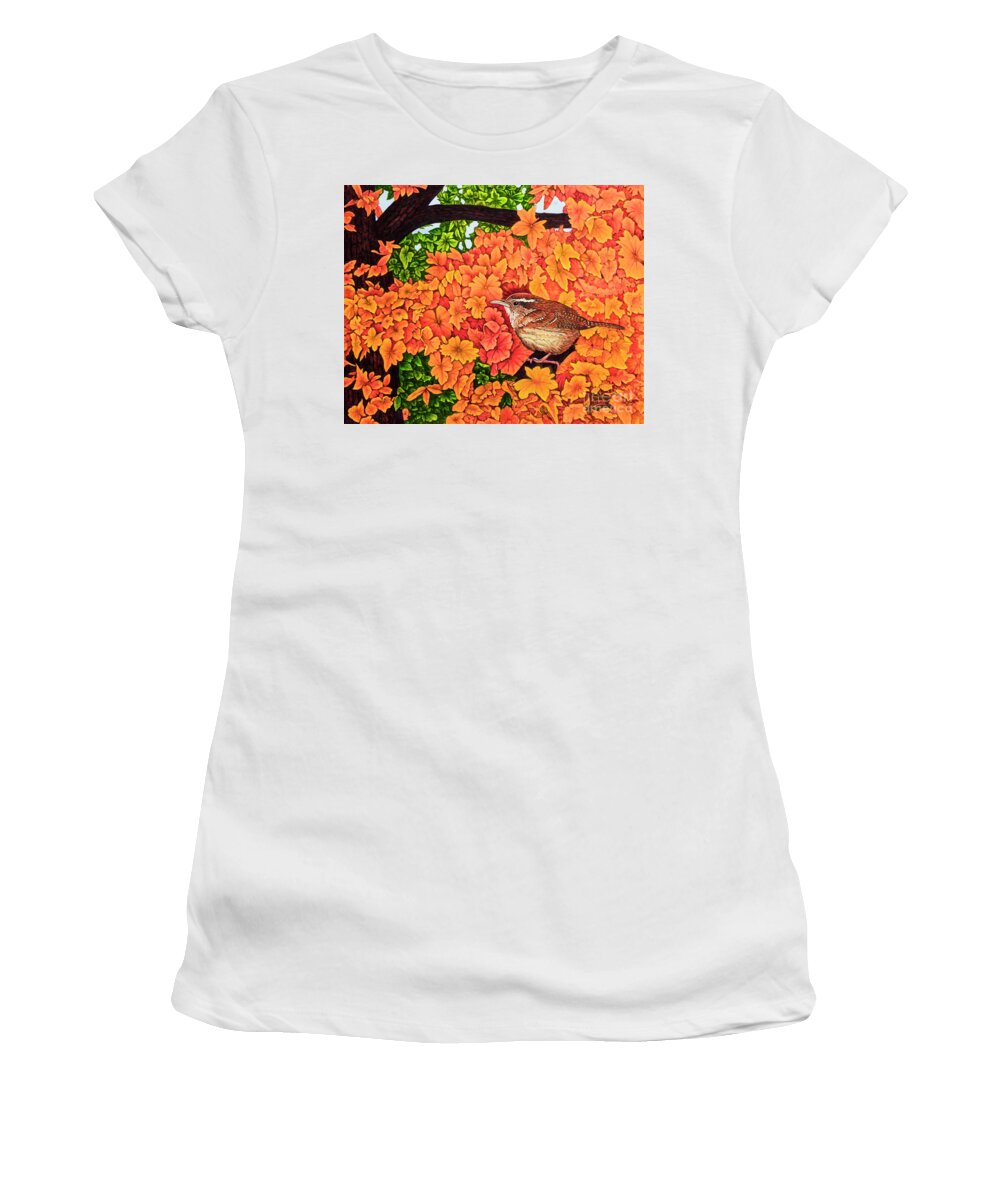Wren Women's T-Shirt featuring the painting Marsh Wren by Michael Frank