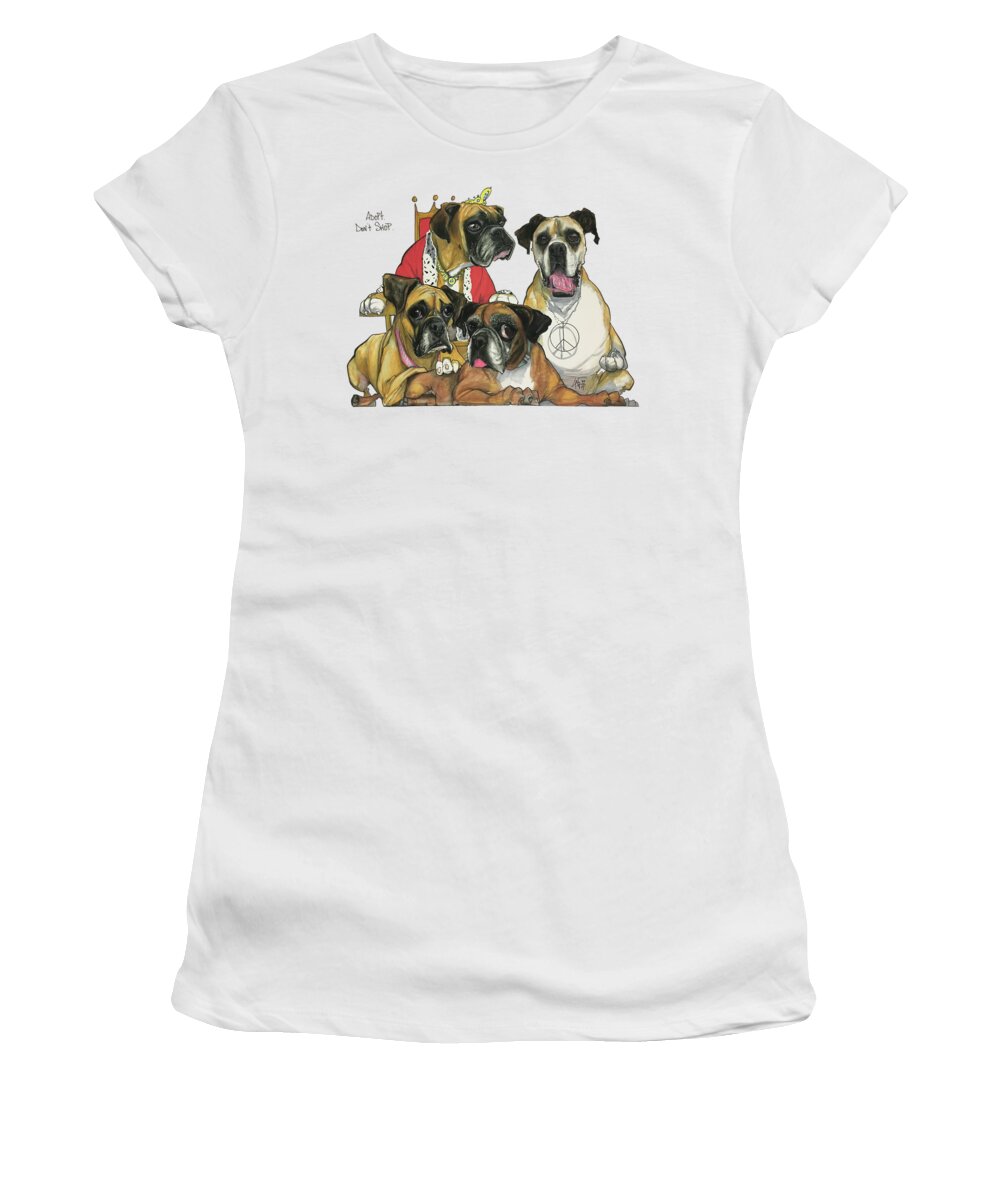 Boxer Women's T-Shirt featuring the drawing Marshelle 2742 by Canine Caricatures By John LaFree