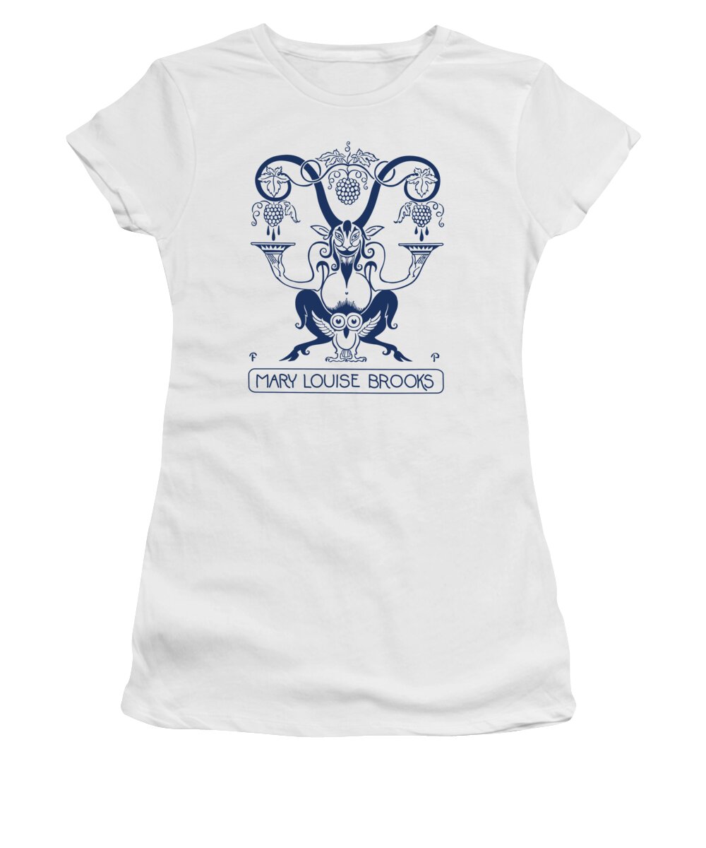 Louise Brooks Official Women's T-Shirt featuring the digital art Mary Louise Brooks Bookplate by Louise Brooks