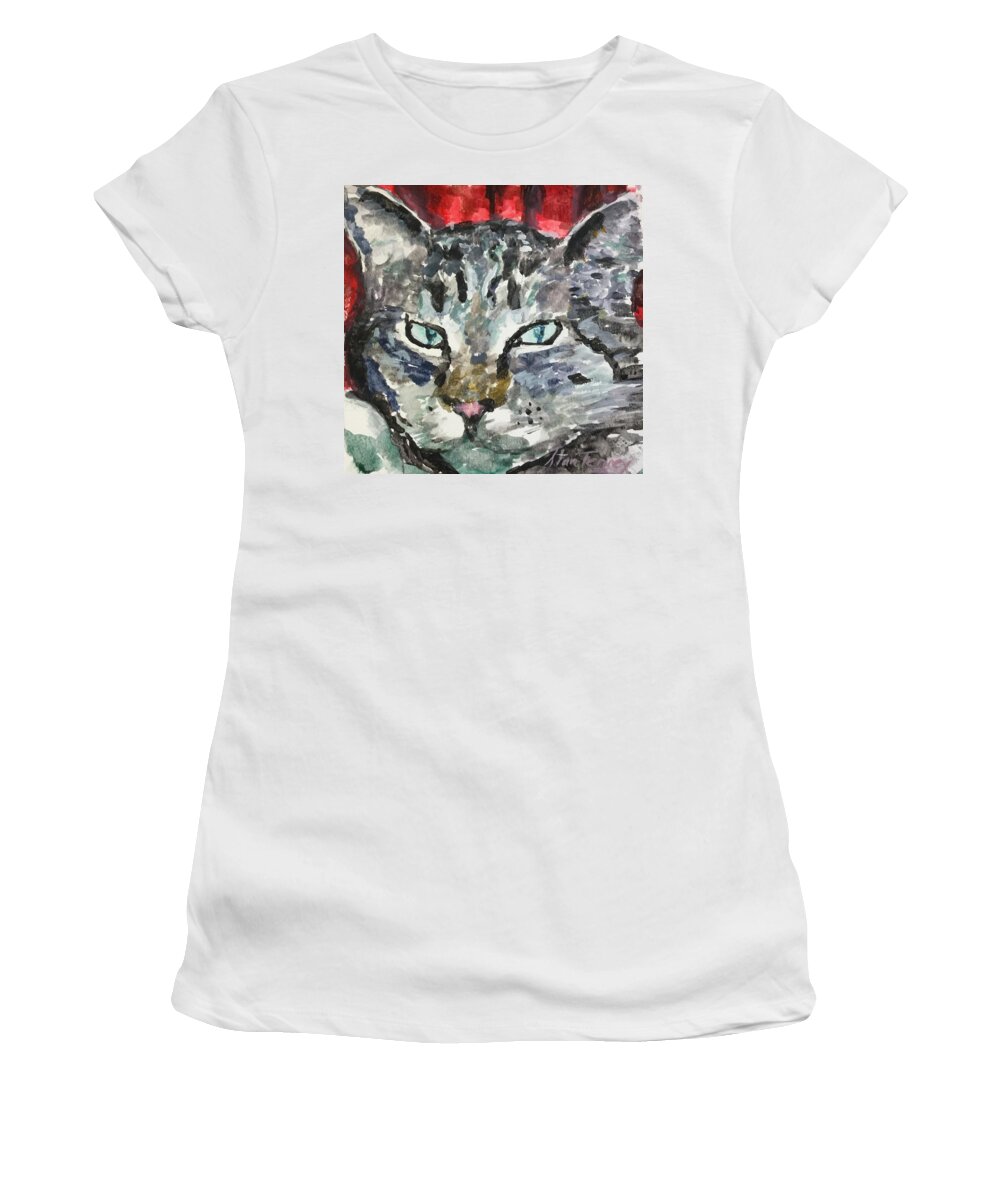 Cat Women's T-Shirt featuring the painting Mason by Stan Tenney