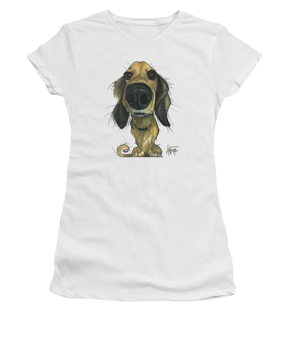 Pet Portrait Women's T-Shirt featuring the drawing Massingill 3354 by Canine Caricatures By John LaFree