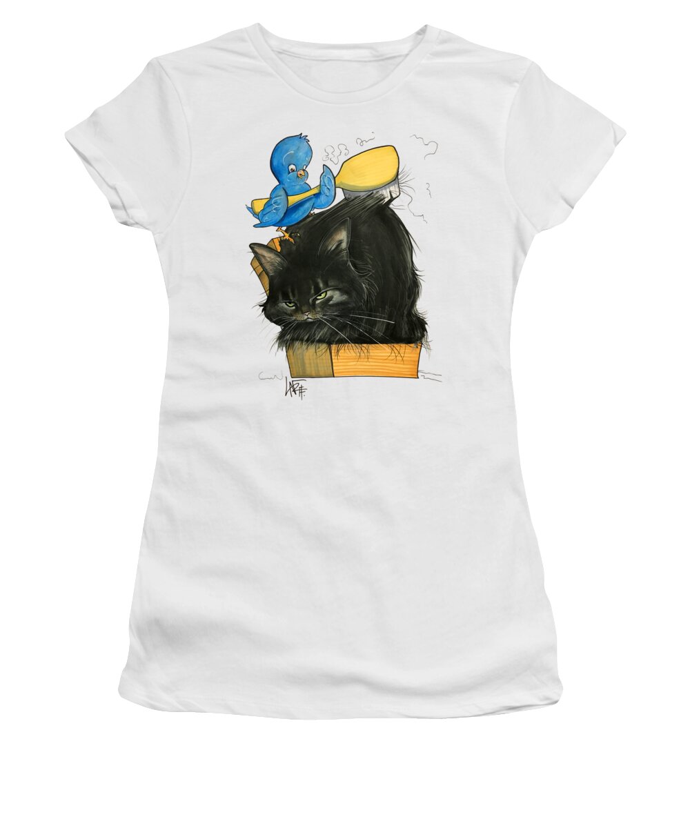Pet Portrait Women's T-Shirt featuring the drawing Mathes 3213 by Canine Caricatures By John LaFree