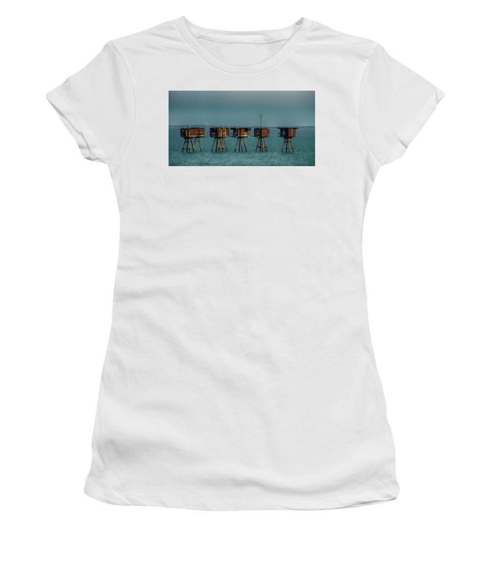 Maunsell Forts Women's T-Shirt featuring the photograph Maunsell Forts Thames by David French