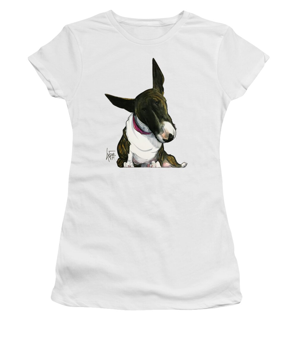 Pet Portrait Women's T-Shirt featuring the drawing Maya Minuto 3190 by Canine Caricatures By John LaFree