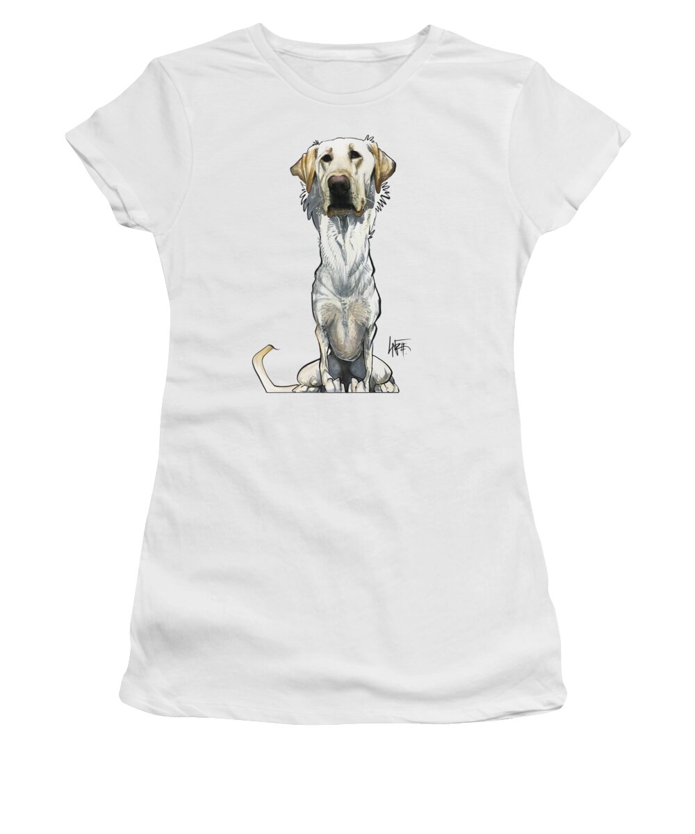 Yellow Lab Women's T-Shirt featuring the drawing McGowan 3471 by Canine Caricatures By John LaFree