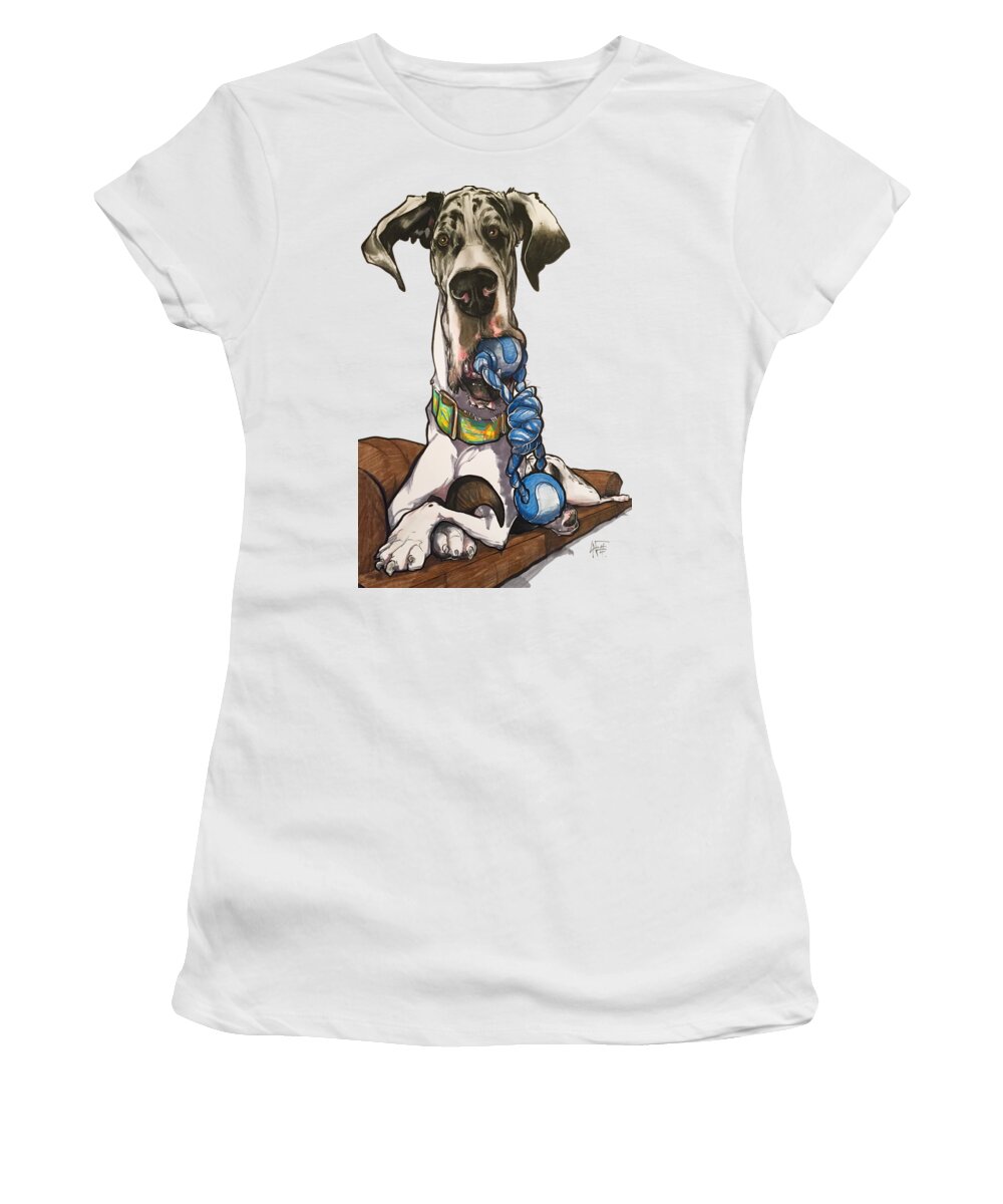Mcreynolds Women's T-Shirt featuring the drawing McReynolds Great Dane by Canine Caricatures By John LaFree
