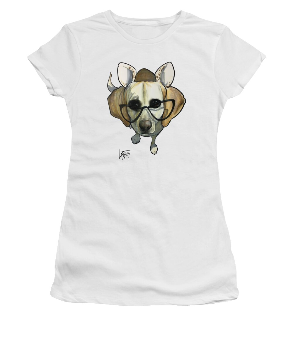 Pet Portrait Women's T-Shirt featuring the drawing McVay 3376 by Canine Caricatures By John LaFree