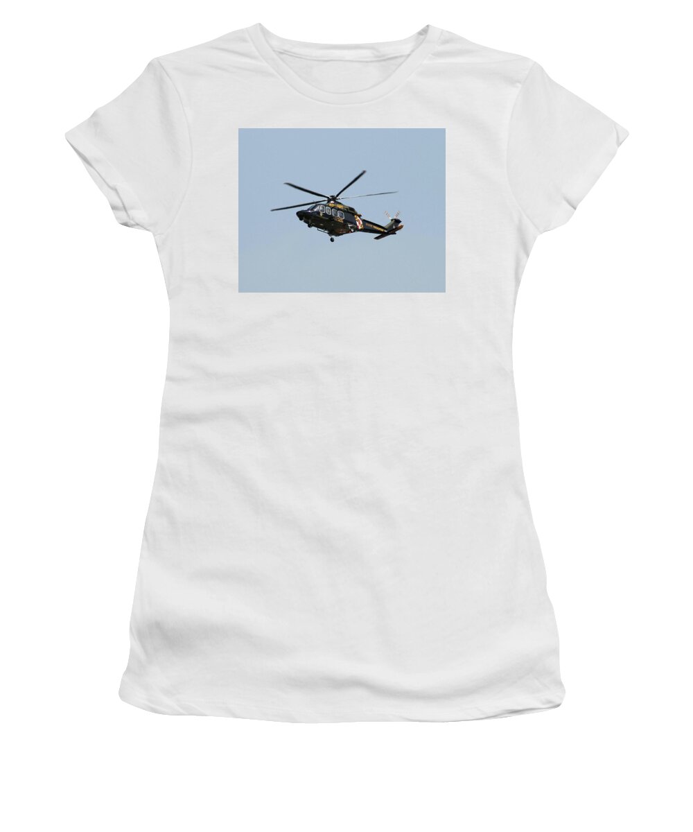 Helicopter Women's T-Shirt featuring the photograph MD State Police Helicopter by Robert Banach