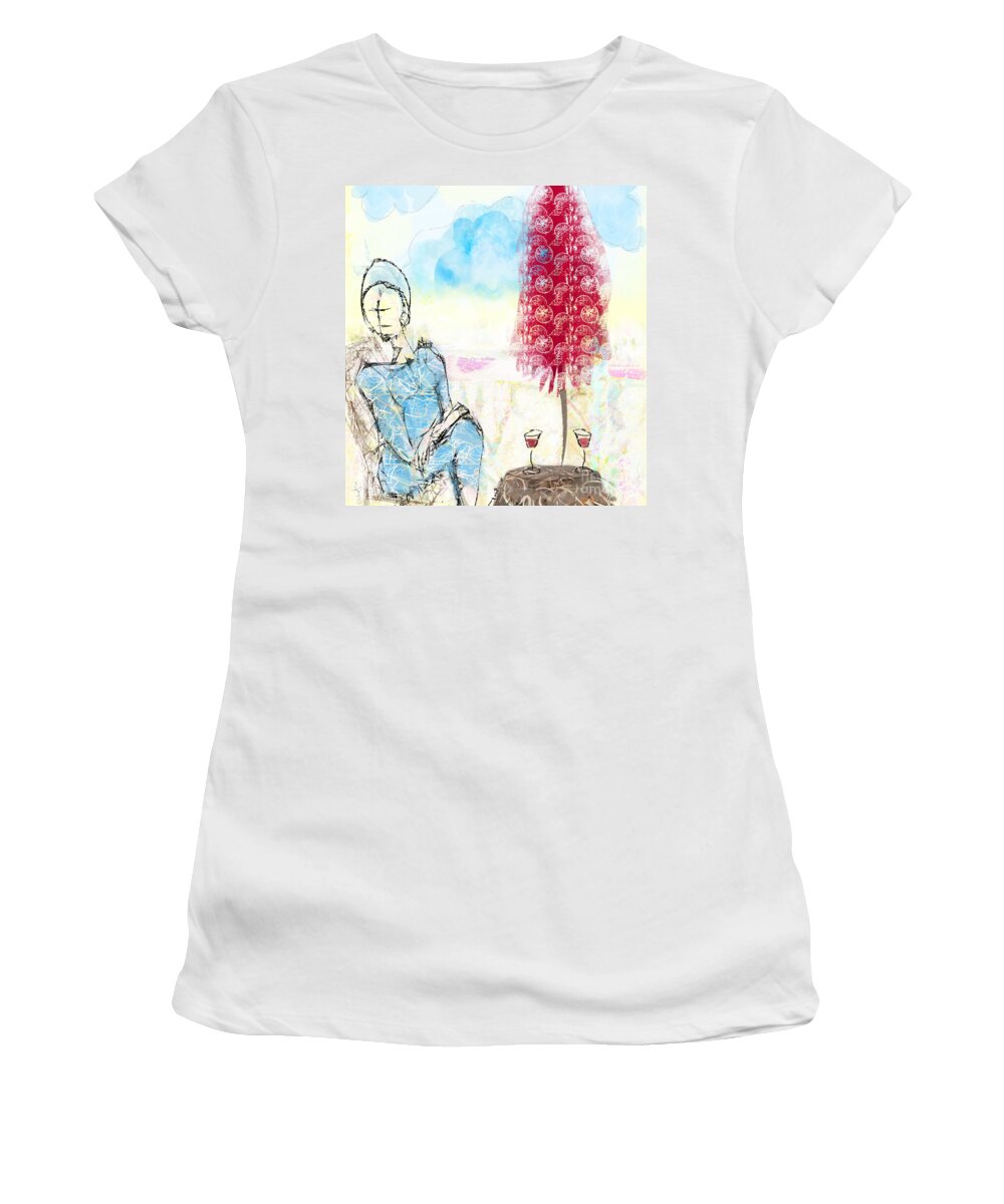 Abstract Women's T-Shirt featuring the digital art Me, Myself and Wine by Gabrielle Schertz
