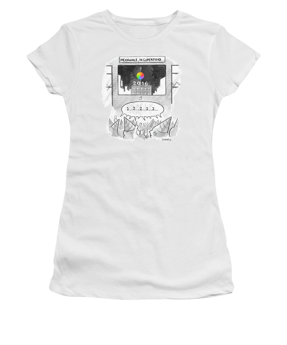 Meanwhile Women's T-Shirt featuring the drawing Meanwhile in Cupertino by Benjamin Schwartz