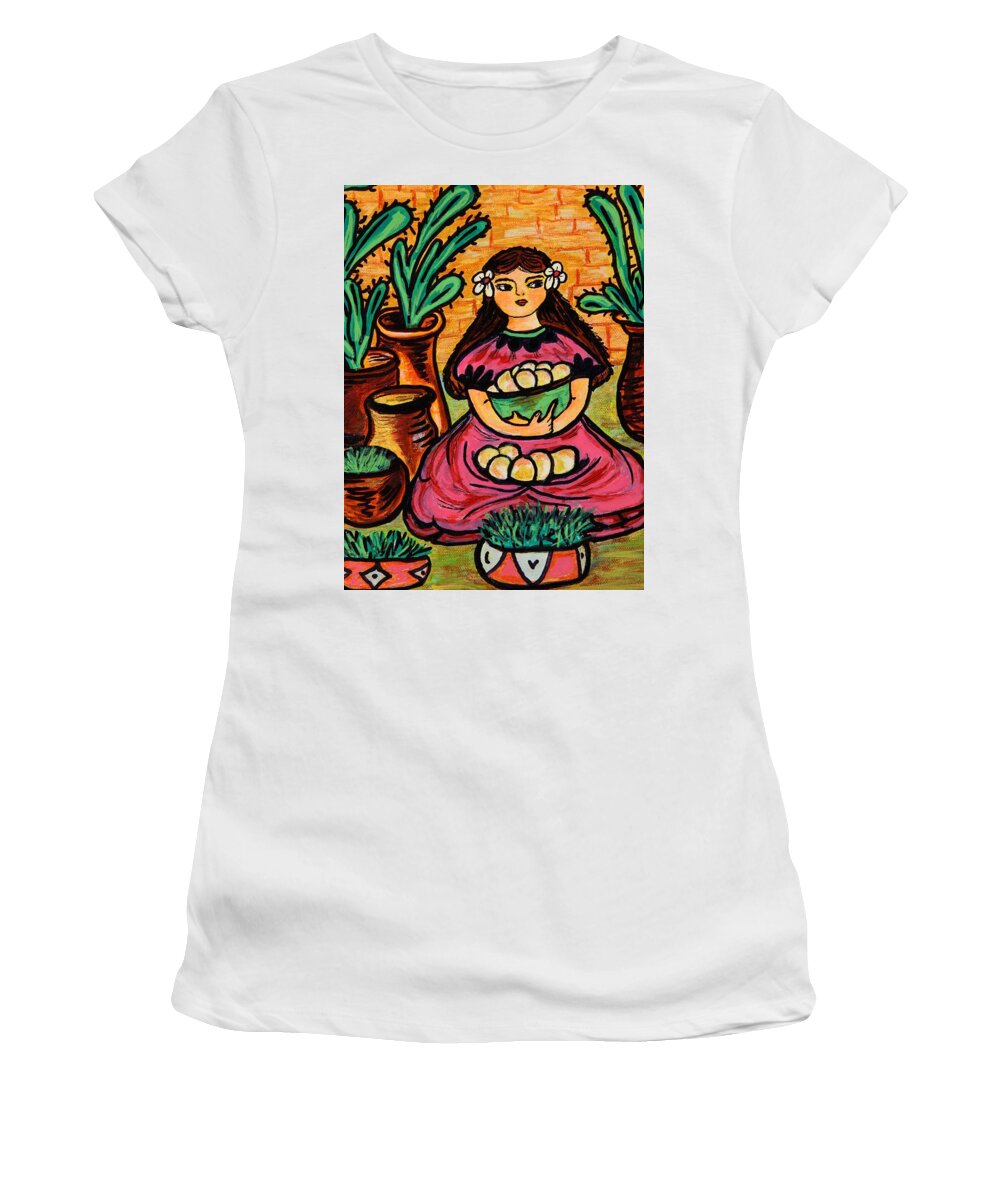 White Flowers Women's T-Shirt featuring the painting Melon Vendor by Susie Grossman