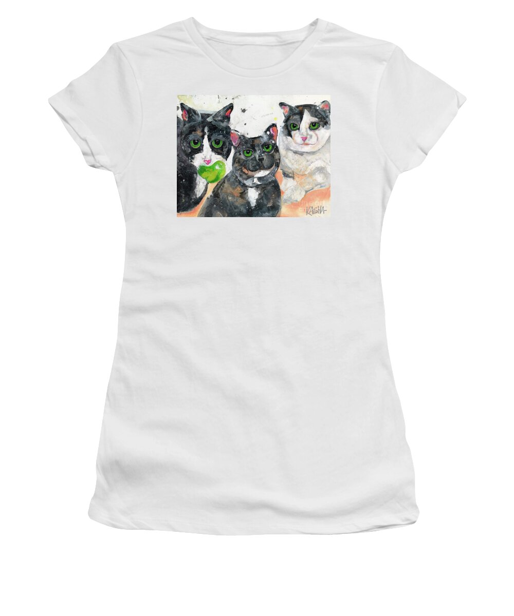 Cat Women's T-Shirt featuring the painting Meow Mix by Kasha Ritter
