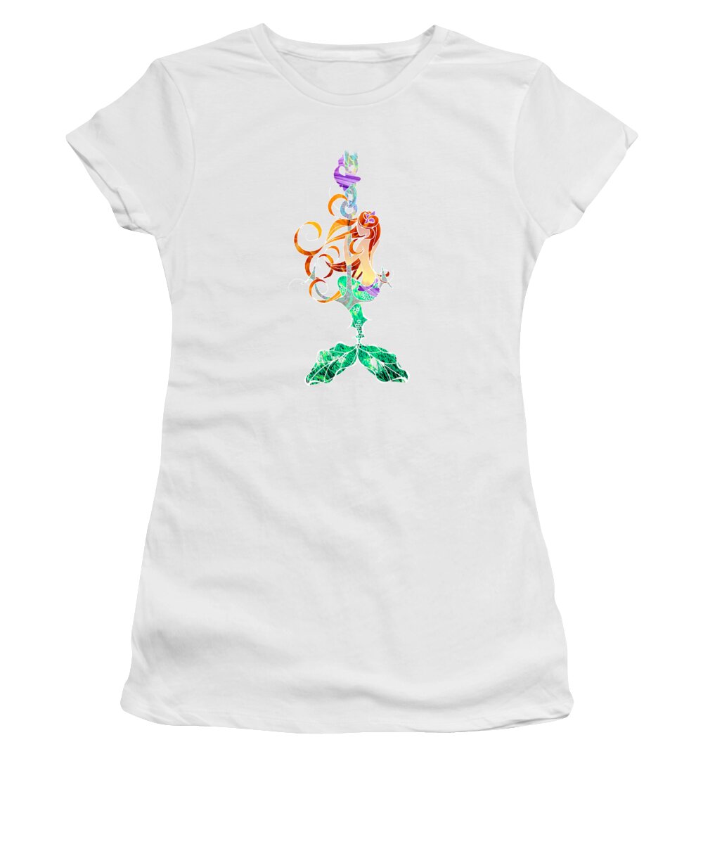 Mermaid Women's T-Shirt featuring the mixed media Mermaid by Aubrey Hittle
