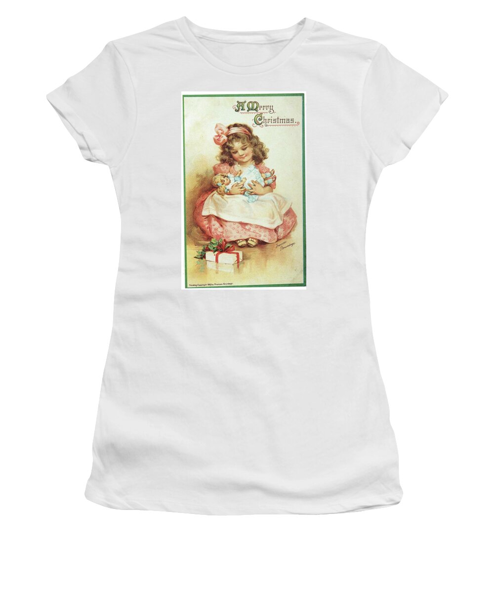 Frances Brundage Women's T-Shirt featuring the painting Merry Christmas for my Dolly by Reynold Jay