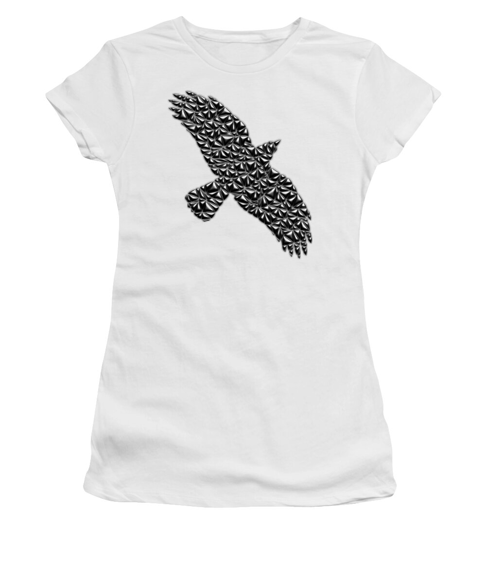 Crow Women's T-Shirt featuring the digital art Metallic Crow by Chris Butler