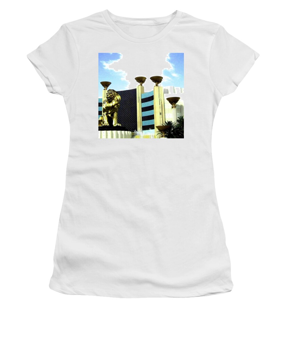 Mgm Women's T-Shirt featuring the photograph MGM Lion In Las Vegas by Will Borden