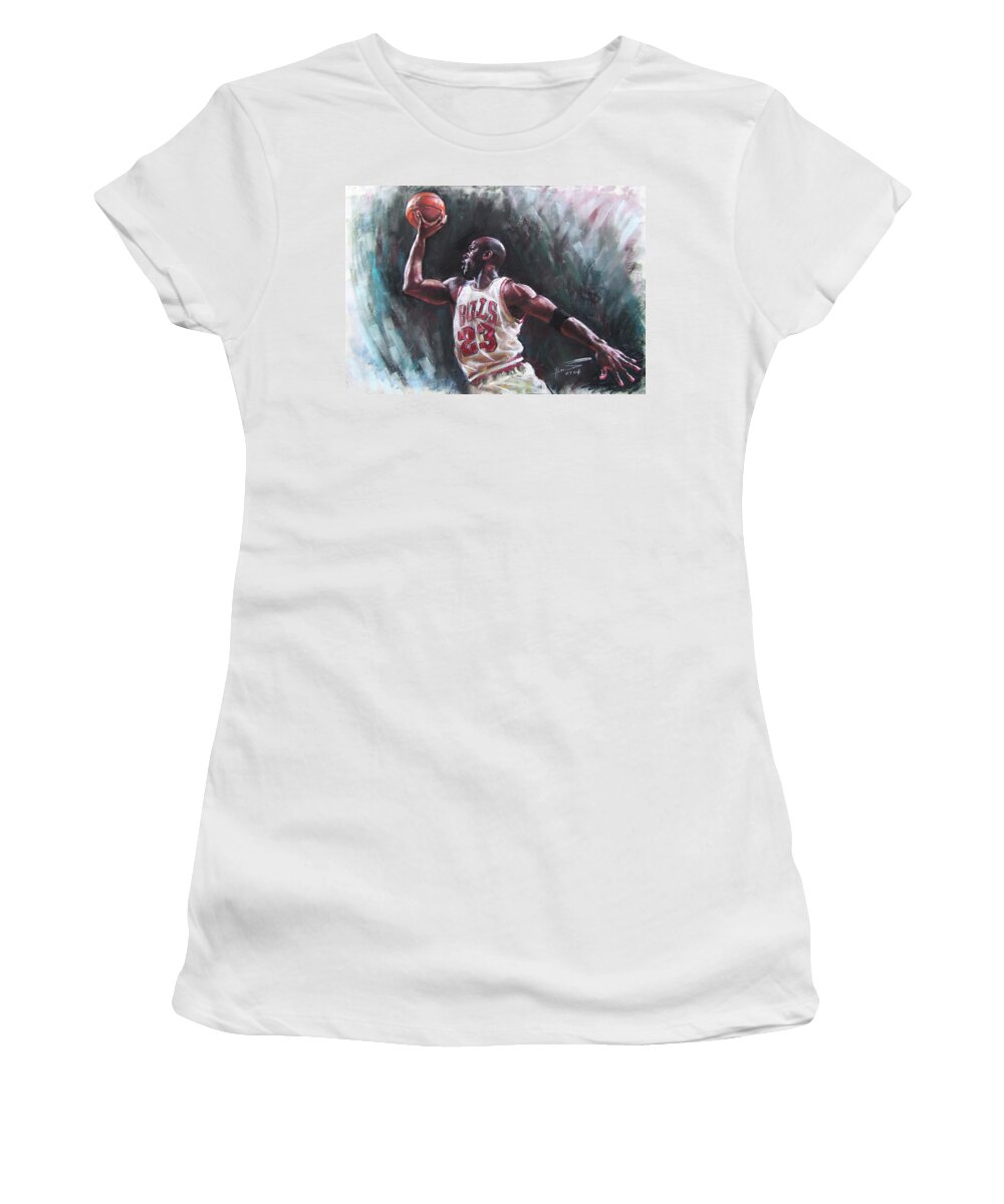 Michael Jordan Women's T-Shirt featuring the pastel Michael Jordan by Ylli Haruni