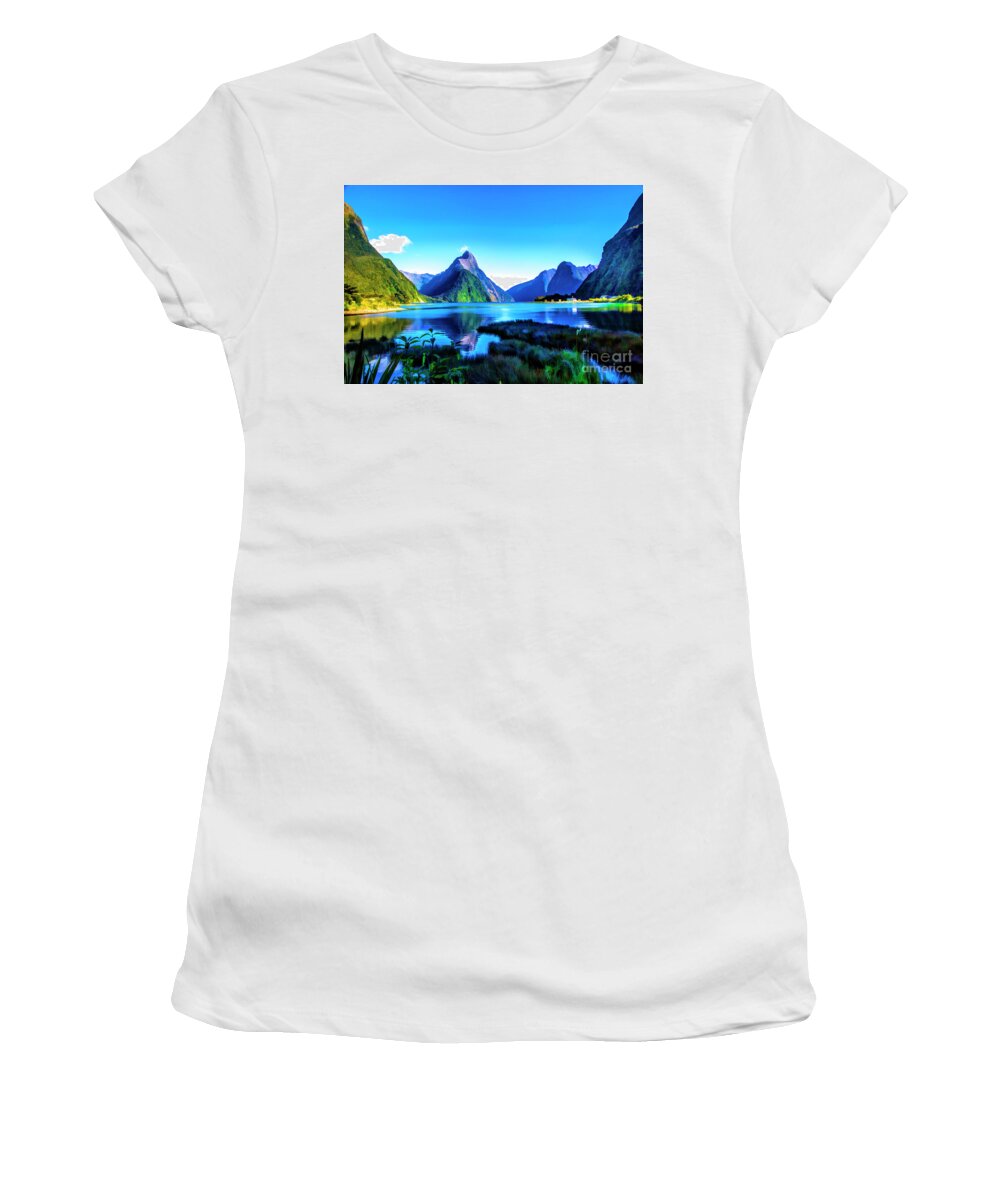 New Zealand Milford Sound Women's T-Shirt featuring the photograph Milford Beauty by Rick Bragan