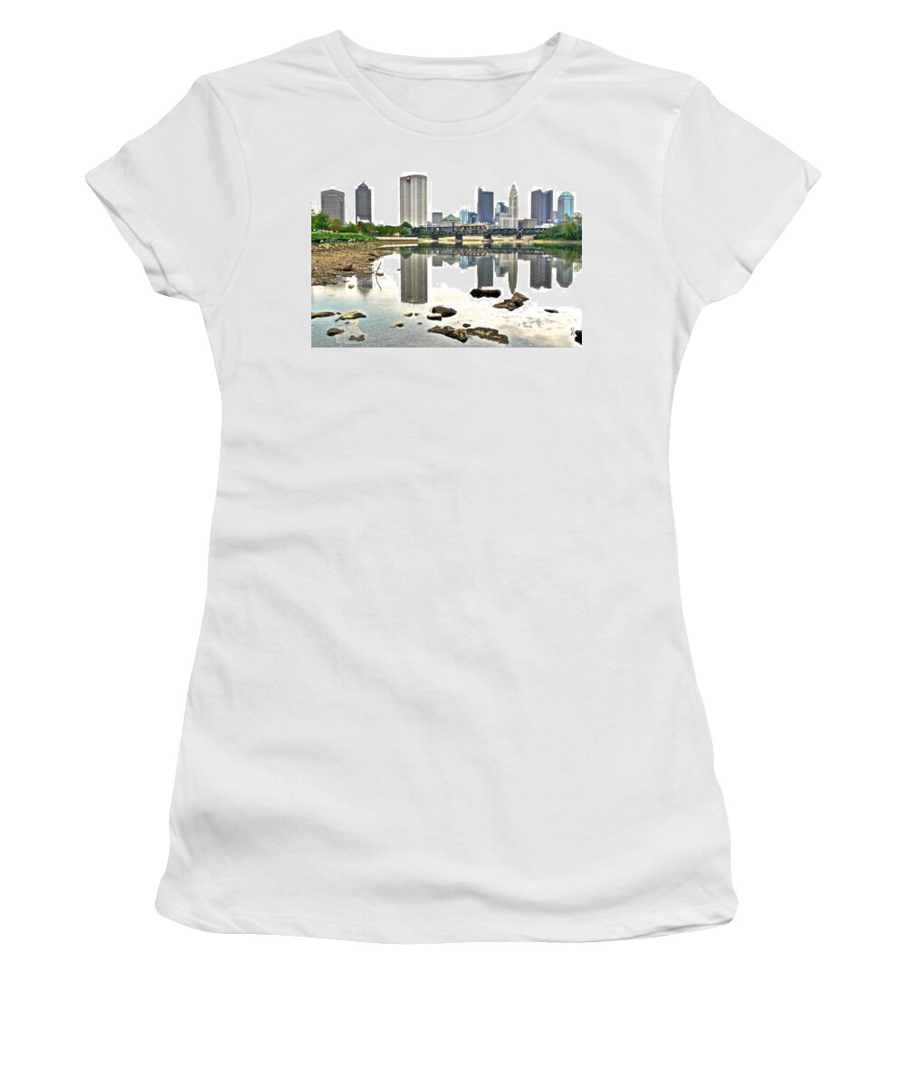 Columbus Women's T-Shirt featuring the photograph Mirror Mirror on The River by Frozen in Time Fine Art Photography
