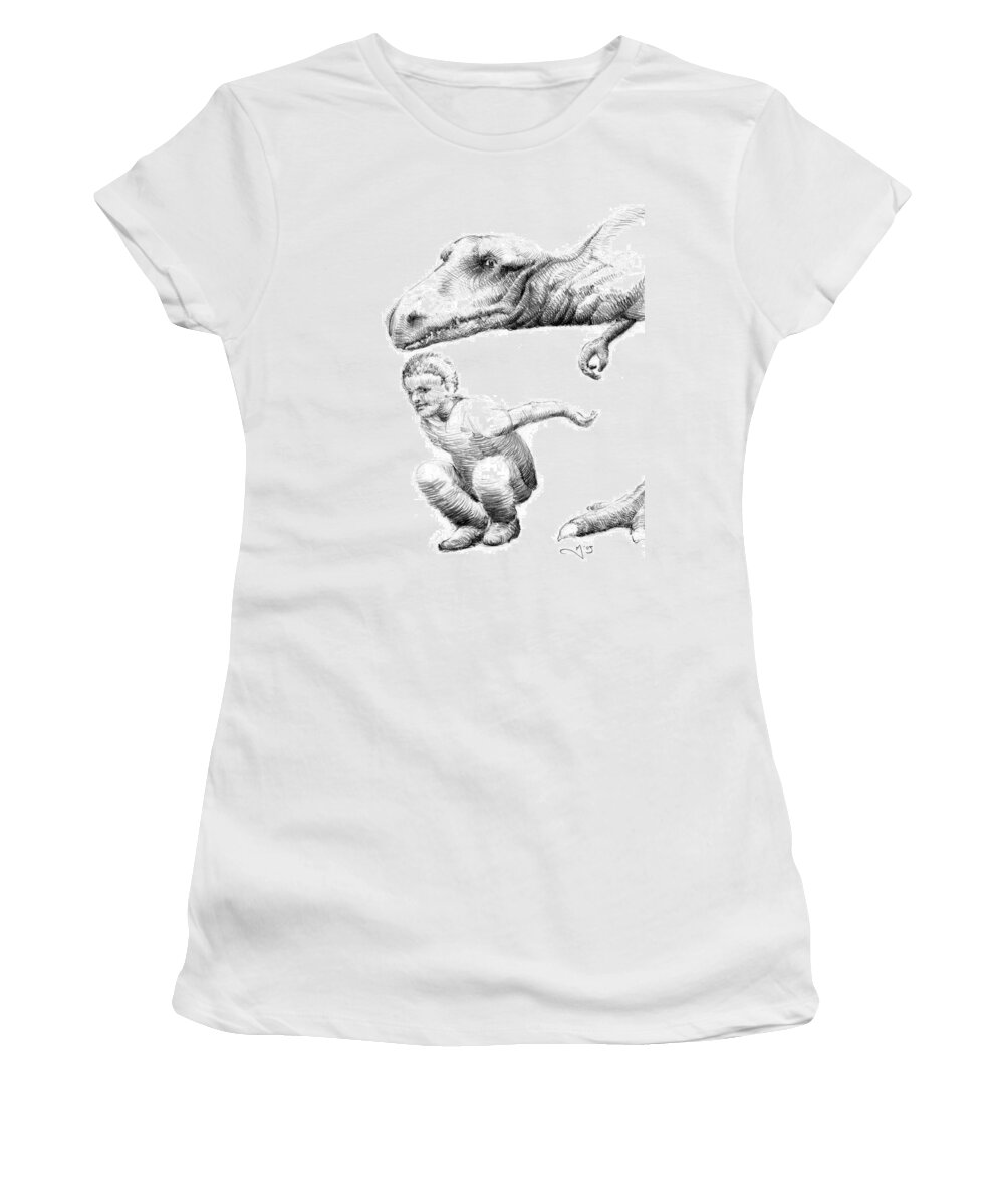 Whimsies Women's T-Shirt featuring the drawing Mischief Makers by Mark Johnson