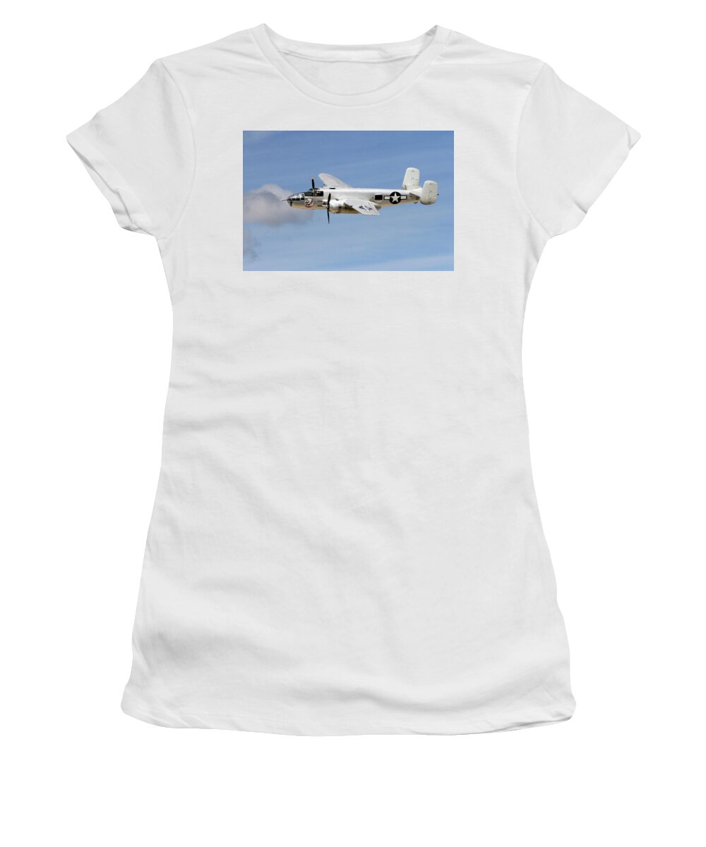 B-25 Mitchell Bomber Women's T-Shirt featuring the photograph Mitchell in the Sky by Shoal Hollingsworth