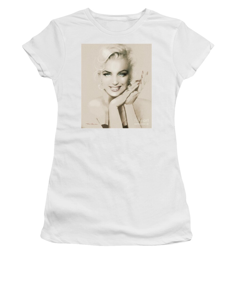 Marilynmonroe Women's T-Shirt featuring the painting MM 133 sepia by Theo Danella