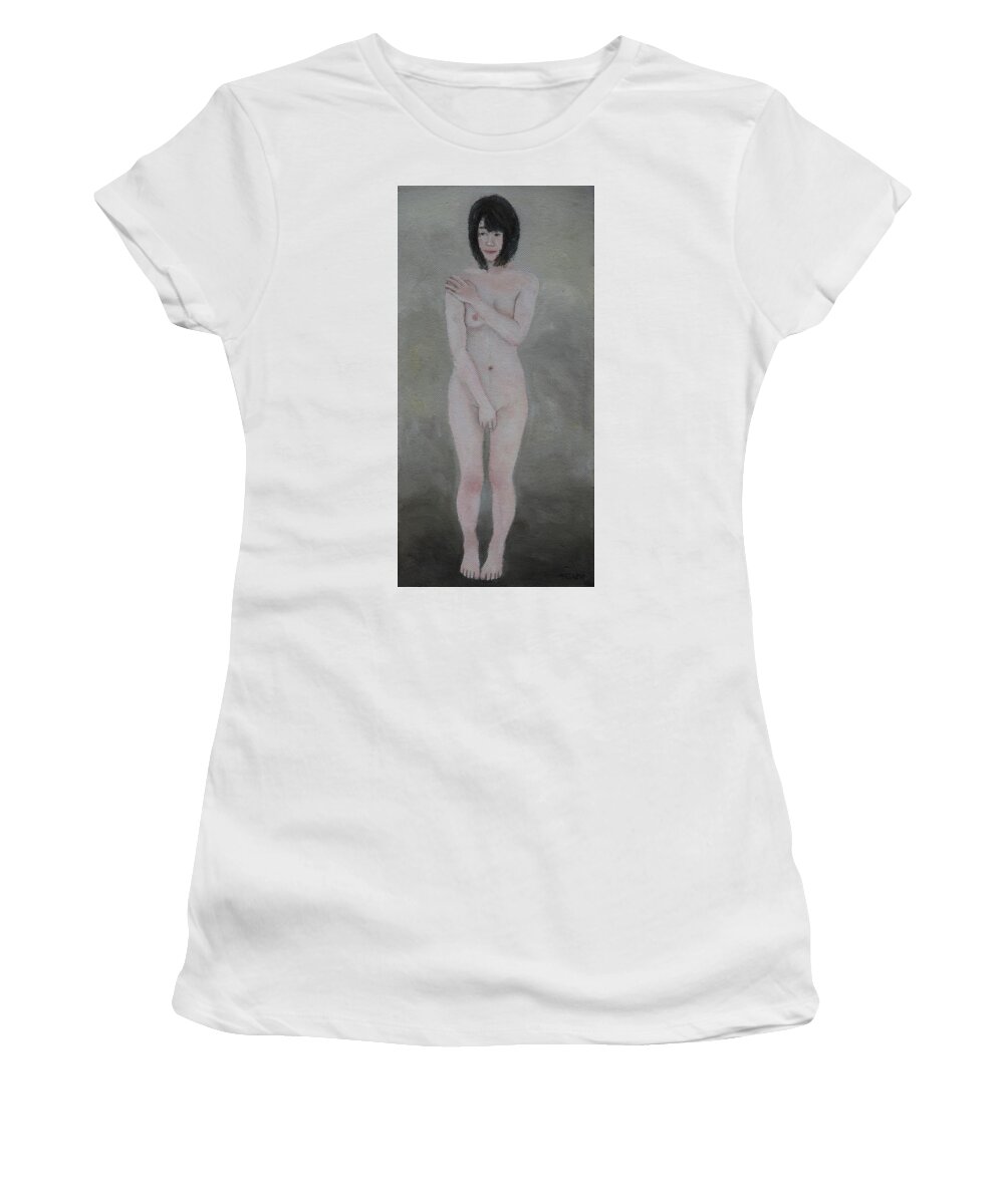 Nude Women's T-Shirt featuring the painting Modest by Masami Iida