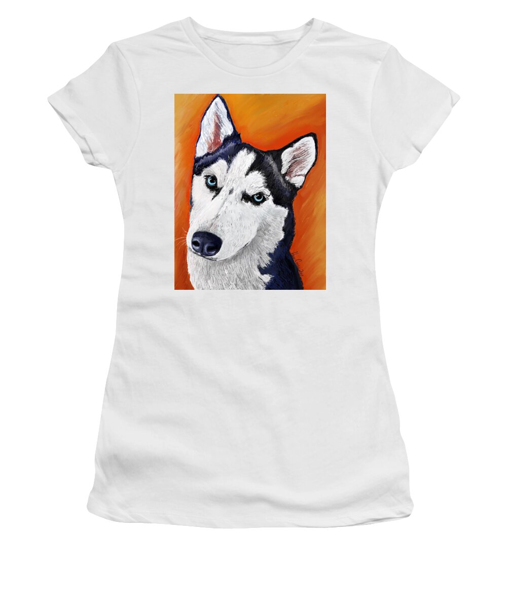 Husky Women's T-Shirt featuring the pastel Kona the Husky by Heidi Creed