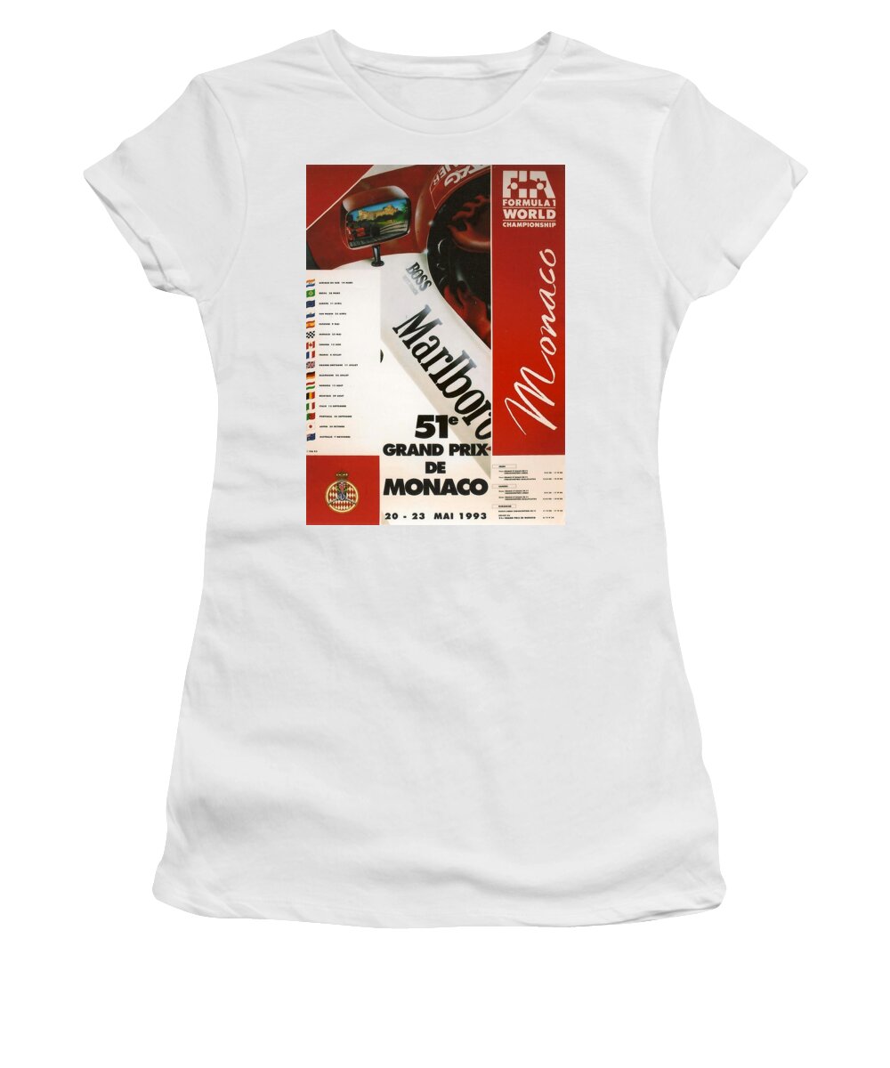 Monaco Grand Prix Women's T-Shirt featuring the digital art Monaco F1 1993 by Georgia Clare