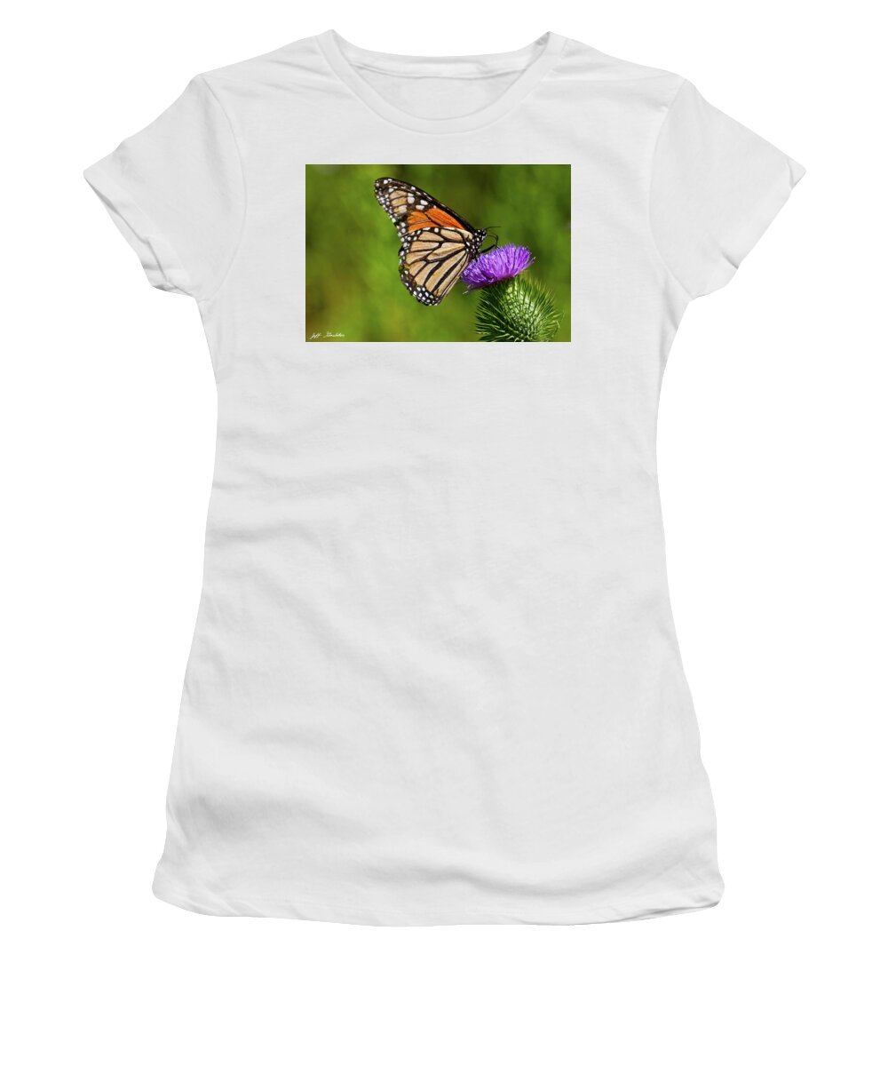 Animal Women's T-Shirt featuring the photograph Monarch Butterfly on a Thistle by Jeff Goulden