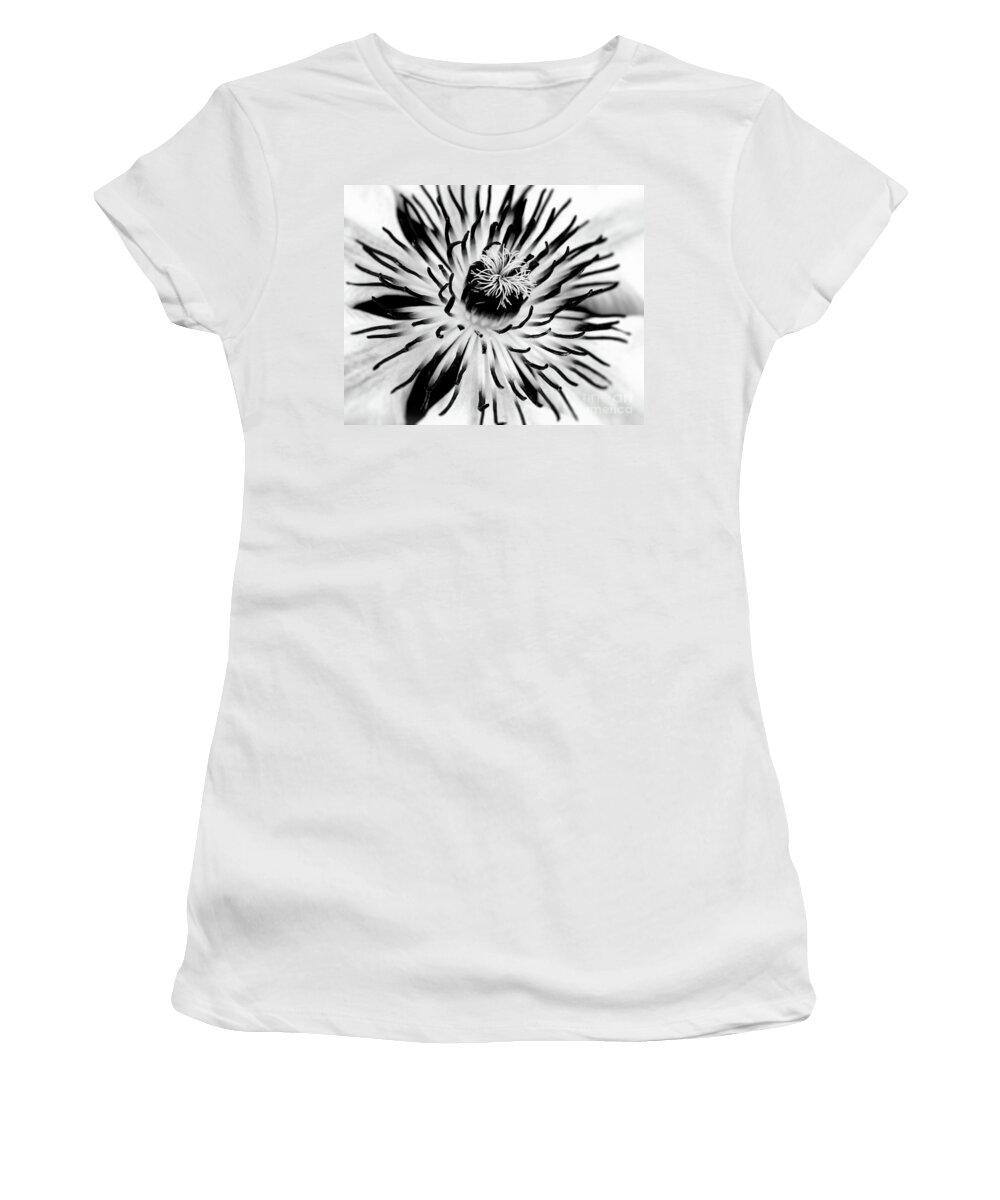 Clematis Women's T-Shirt featuring the photograph Mono Clematis by Baggieoldboy
