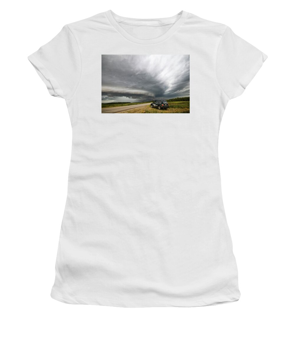 Tornado Women's T-Shirt featuring the photograph Monster Storm near Yorkton Sk by Ryan Crouse